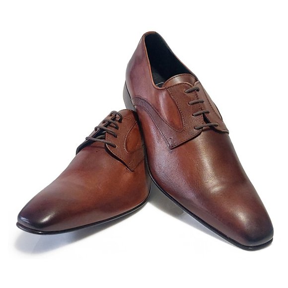 Perlamoda Men Derby Shoes Brown Vernice Leather Size 9 US 42 EUR main image 7